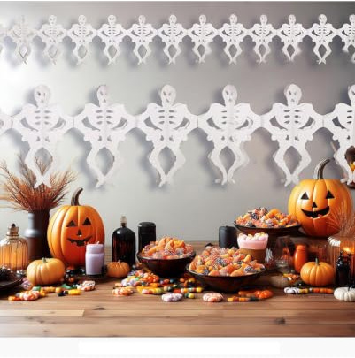 Horror-Shop Lustige Skelett Girlande 400cm als Coole Deko zu Halloween