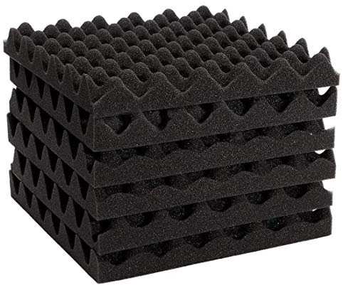 JER Egg Sound Absorption Soundproof Studio Foam Panel Tile Egg Foam Sound Proofing Damping Deadening Mat Sheet Black 6Pcs
