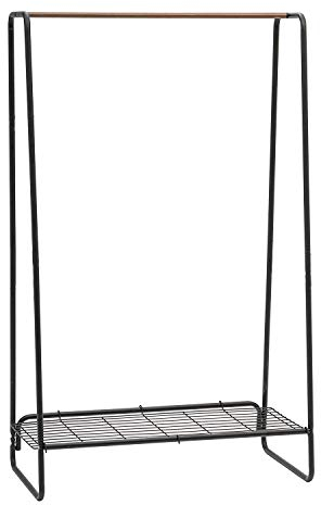 Iris Ohyama Großer Kleiderständer mit Drahtregal, 1 Ebene, Schwarz, Modernes, Robuster Rahmen, Rutschfest, Für Schlafzimmer, Studio, Schrank, Kleidung & Schuhe, Wäscheständer, Einfacher Aufbau, PI-B5L