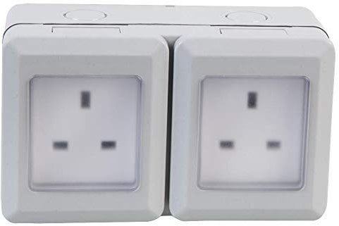 Pro Elec PEL00887 2-Gang Weatherproof mains Socket, IP55
