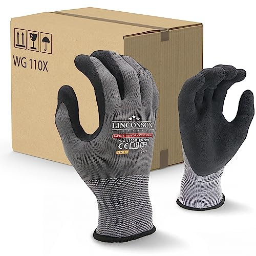 12 Pair Latex Foam Palm Gloves (XL-(10), Grau)