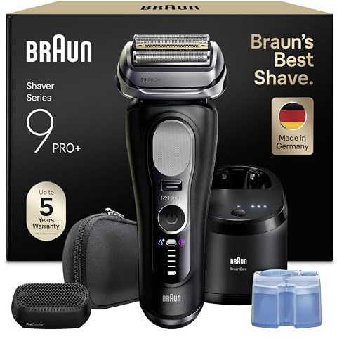Braun Rasierer Herren Elektrisch Series 9 PRO+, 9690cce, Schwarz | Elektrorasierer, 5+1 Scherkopfelemente, Barttrimmer, 60 Min. Akku, Wasserdicht, Made in Germany, Inkl. Pflegesystem