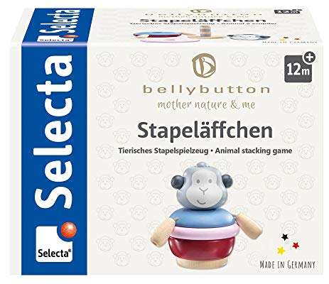 Selecta 64026 AFFE Stapeläffchen, Stapelspielzeug aus Holz, 9 cm, Bellybutton