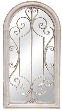 Aspect Shabby Chic Scrolled Arch Sandy Finish Indoor/Outdoor Garden Mirror (Sandy, 49(W) x 96.5(H) x 4(D) cm)
