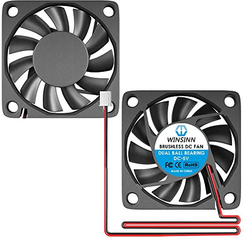 WINSINN Dual Ball Bearings 60mm Fan Brushless Cooling 5V 6010 60mm10mm (Pack of 2Pcs)