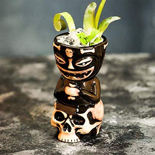 Tiki Mugs - Vasos de cerámica con temática hawaiana para cócteles y fiestas Luau, gran idea de regalo para bar en casa (450 ml)