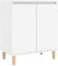 vidaXL Buffet avec Pieds en Bois Massif, Armoire avec 2 Compartiments, Organisateur de Salle de Séjour Salon, Scandinave, Blanc Bois d'Ingénierie
