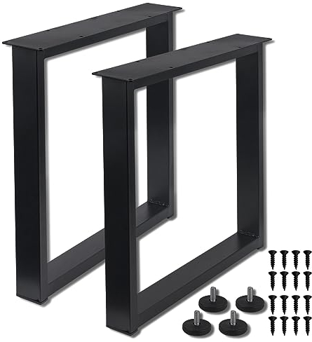 H JINHUI Quadratische Tischbeine, 2er-Set, Metall, 41 cm (H) x 45 cm (B), mit Schrauben und Bodenschonern, für Zuhause, Büro, Esszimmer, DIY