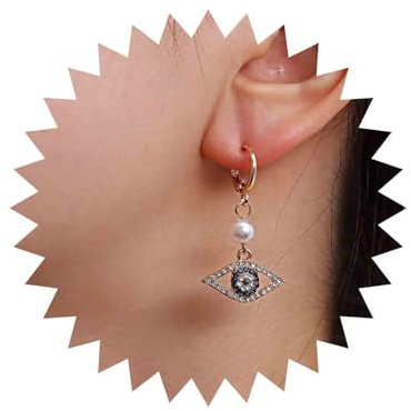 Aneneiceera Boho Strass Blaues Auge Perle Tropfen Ohrringe Mode Gold Perle Ohrringe Einfach Chic Ohrringe Quaste Täglich Partei Vintage Ohrringe Hochzeit Schmuck Für Frauen Und Mädchen