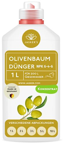 JASKER'S Olivenbaum-Dünger flüssig 1 L - Spezialdünger 100% Schnelldünger mit Eisen - Mediterraner Pflanzendünger - Dünger mediterrane Pflanzen - Olivenbaumdünger als Flüssigdünger
