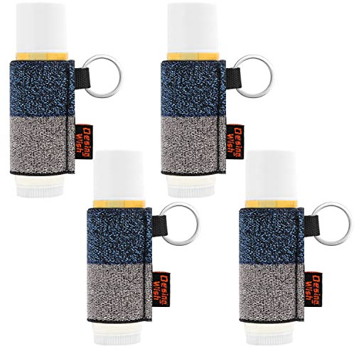 Design Wish Chapstick Halter Lippenstift Schlüsselanhänger Halter mit Elastischem Ärmel und Clip Tragbarer Ansteckbarer Lippenbalsam-Halter Schlüsselanhänger für Schule/Reisen/Geschenk