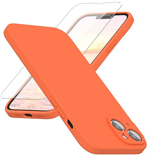 abitku Silikon Hülle Kompatibel mit iPhone 14 Hülle 6,1 Zoll 2022, iPhone 14 Case Silikon Handyhülle Kameraschutz, Kratzfestes Weiches Mikrofaserfutter, (Orange)