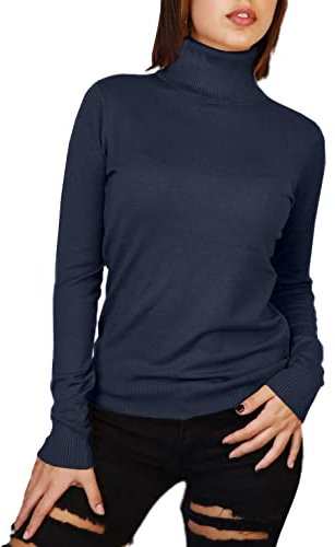 JOPHY & CO. 22053 Pull col montant femme, bleu foncé, S
