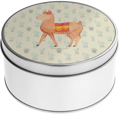 Mr. & Mrs. Panda Blechdose rund Alpaka Stolz - Geschenk, Blechdosen mit Deckel, Metalldose, Vorratsdose, Lunchbox, Metallkiste mit Deckel, Keksdose,