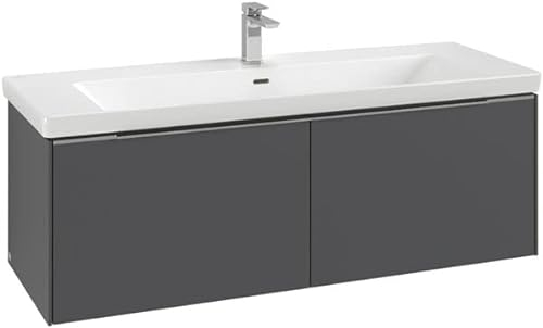 Villeroy & Boch Subway 3.0, Waschbeckenunterschrank, 1272x429x478 mm, 2 Auszüge, C601L0, Farbe: Front/Korpus: Nordic Oak, Griff: Aluminium glänzend