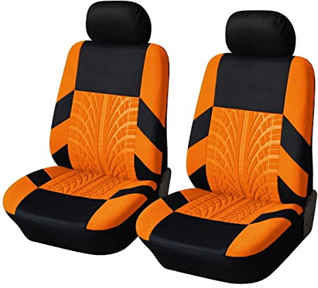 CGEAMDY 2er Set Autositzbezügemit Geprägten Körnern, Universell Sitzbezug Auto Sitzschoner Kompatibel, Rutsch-Und Wasserfestes, Für Limousinen, Auto, Van(Orange)
