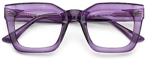 DOOViC Blaulichtfilter Lesebrille 2.5 Lila Eckig Dicker Rahmen Computerbrille Brille mit Sehstärke für Damen
