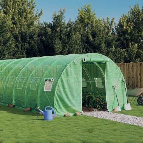 GuyAna Greenhouse with Steel Frame Green 18 m² 6x3x2 m,Greenhouse Large Walk-In Green House Garden Plants Grow Galvanized Base Aluminium Frame with Slide Door
