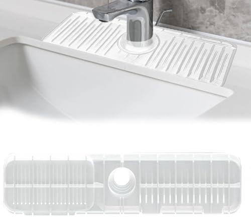 Nuqin Silicone Faucet Mat,Faucet Sink Splash Guard,Silicone Faucet Handle Drip Catcher Tray for Kitchens RVs Bathrooms Outdoor Sinks Restaurants and Other Types of Water Faucets