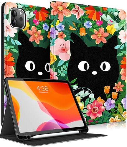 Pegmode Funda para iPad Pro de 12.9 pulgadas para mujeres y niñas, bonita funda tipo libro con diseño estético kawaii femenino con soporte para lápices, funda inteligente para Apple iPad Pro de 12.9