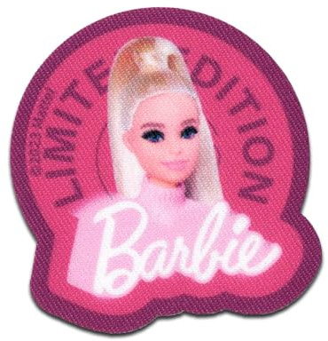 Comercial Mercera Barbie Portrait Aufnäher zum Aufbügeln 6,5 x 6 cm Bügelbild für Mädchen mit Mode Glamour Pink Fan, Bügelpatch Patches Bügelflicken Geschenk