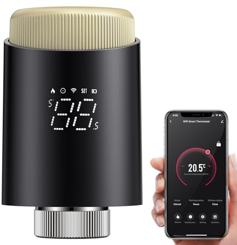 【2023 Nueva actualización】 Termostato de radiador MIUCDA WiFi, termostato de calefacción inteligente, ahorro de energía programable, termostato digital TRV compatible con Alexa, Google Home, no