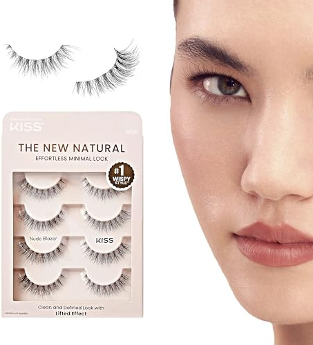 KISS The New Natural, False Eyelashes, 'Nude Blazer', 12mm, Includes 4 Pairs Of Lashes, Easy to Apply, Reusable Lash Clusters