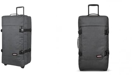 EASTPAK TRANVERZ L & M Koffer, 166 cm & 172 cm, 162 L & 168 L, Black Denim (Grau), Doppelabteile, Vordertasche mit Reißverschluss, 4 Spinner, Nylon und Polyester