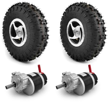 L-faster Dual10 Zoll Rad 24V 700W Garten Elektrowerkzeug Wagen Rasenmäher Brushed Gear Motor Kit mit E-Bremshebel (no Joystick, Max Speed 4kph)