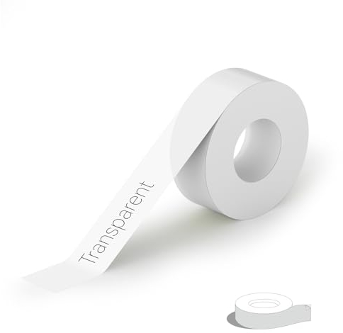 PeriPage Thermo-Etikettenband 0.55 x 13.7ft, Selbstklebender Kontinuierlicher Thermischer Aufkleber Aufkleber, Kompatibel mit P10/D11/D110 Etikettendrucker für Home School Office, 1 Rolle Transparent