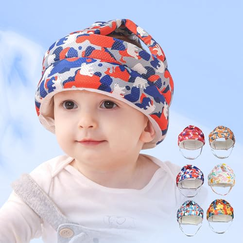 Fettwal Baby Kopfschutz, Kopfschutz Baby Helm Baby, 360°Anti-Kollision Baby Helm Schutzhelm, Baby Head Protector, Verstellbarer Babyhelm, für Babys im Alter von 0.5 bis 3 Jahren, Blauer Bär
