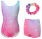 zffriction Mädchen Turnanzug Ärmellos Kinder Gymnastikanzug mit Shorts und Haarband Set Gymnastik Ballett Trikot für 5-12 Jahre (Bunte Sterne, 150)