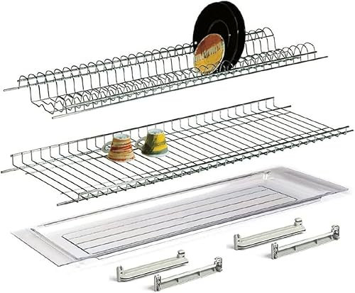 AERREGI SCOLAPIATTI Acciaio Cromo protetto con vaschetta raccogli gocce (86 CM per pensile da 90 CM)