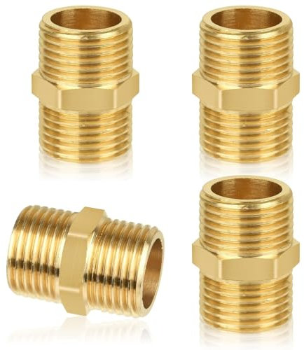 Filettatura Esterna in Ottone, Nippli Riduttori, 4 Pezzi Doppio Nipplo Esagonale, Adatti per Impianti Di Acqua Potabile