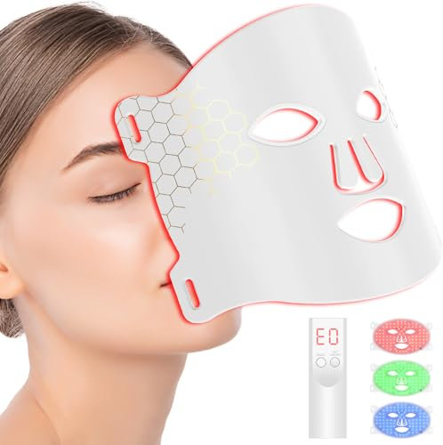 Profey Maschera Led Viso in 7 Colori, Led Mask ha Effetti Di Ringiovanimento Della Pelle, Antietà e Antirughe, Bianco Maschera Viso Led