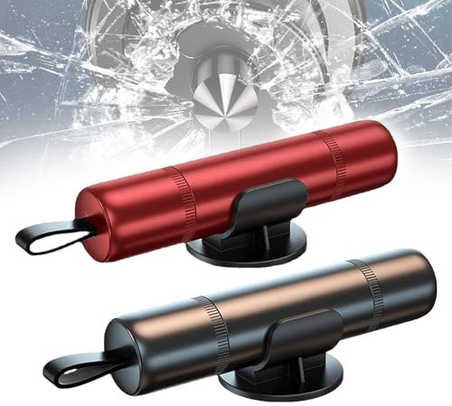 Thoquene 2 Stück Notfallhammer Auto mit Gurtschneider, Kompakter Tragbarer Nothammer Auto Essentials, Sicherheitshammer