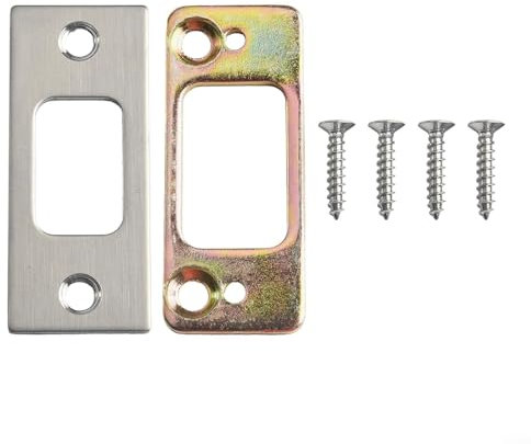 Gettimore Round Corner Door Strike Plate,Deadbolt Strike Plate Door Latch Repair Kit with Spacer Shim Stainless Steel Easy Installation(Silver-1PCS)