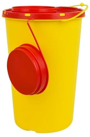 APmedical Kanülenabwurfbehälter 2 Liter 10er Set - Gelb - Kunststoff - Sharps-Entsorgungsbehälter - Entsorgungsbehälter - Nadelsammelbehälter