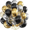 Luftballons Geburtstag Schwarz Gold,60pcs 12 Zoll Luftballons Gold Schwarz mit Gold Konfetti Ballons Geburtstagsballon Set für Geburtstag Dusche Hochzeit Graduierung Party Dekorationen