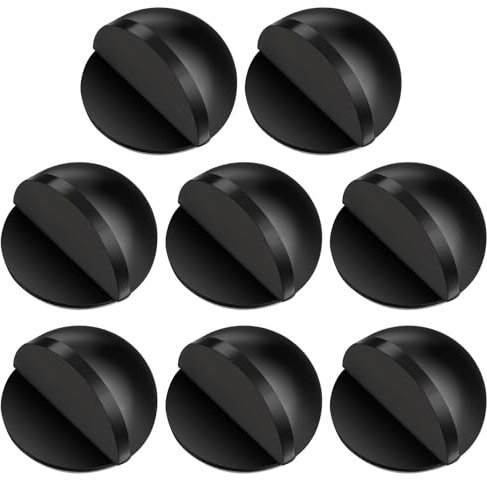Hotop Self-Adhesive Floor Door Stoppers Oval Stainless Steel Door Stop Mounted Half Moon Wall Protector with Glues for Hard Floor Glass(Black,8 Pcs)
