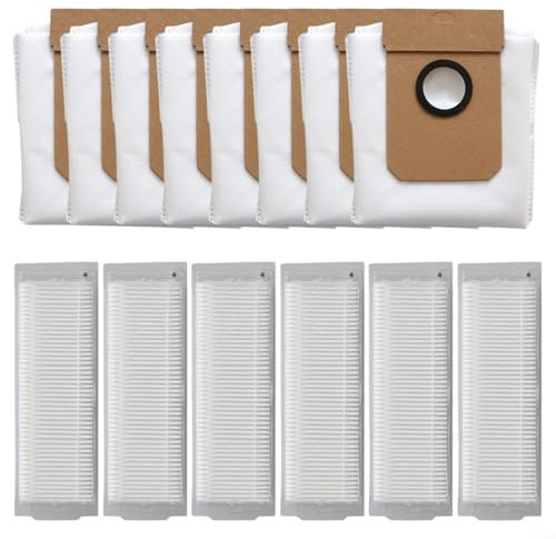 Puupaa Piezas de repuesto para Cecotec para aspiradora Conga 13090 Robot, accesorios, 6 filtros Hepa, 8 bolsas para el polvo