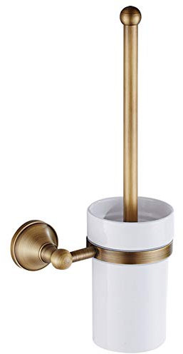 Toilettenbürstenhalter-Set, Elegantes Europäisches WC-Bürstenhalter-Set aus Antiker Bronze, Wandmontiertes Badezimmer-Zubehör-Set aus Messing für die Badezimmerreinigung (Golden)