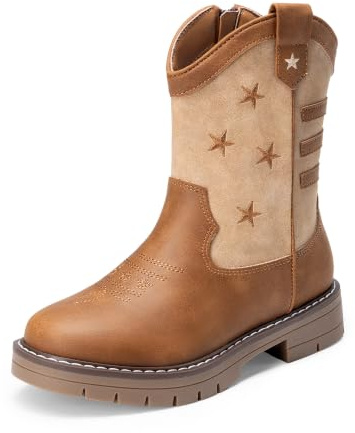 DREAM PAIRS KIDS Classic Western Boots | Classic Western Look, Sturdy Upper Durable, Reliable Grip Play, Pull-On Independent