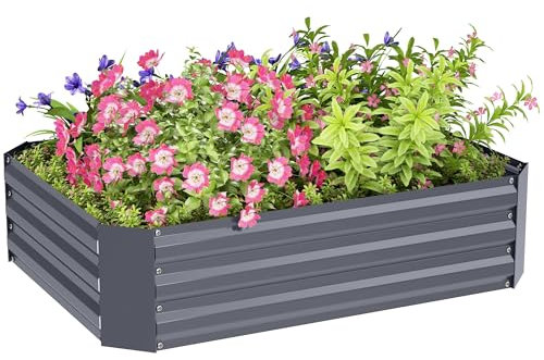 Outsunny Cama elevada de Acero, Cama de siembra Marco frío jardín Cama de Flores Caja apilable, Jardinera Cama Vegetal 120x90x30cm para balcón jardín, Jardinera para Flores, Plantas, hortalizas