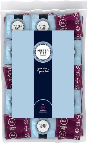 MISTER SIZE Kondome – Extra Dünn & Hauchzart – Gefühlsecht & Extra Feucht – Perfekte Passform – Aus Naturkautschuk-Latex für Natürliches Gefühl & Höchste Sicherheit (100er Pack, 64mm)