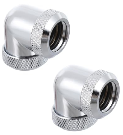 VILLCASE 2 Stückpc Wasserkühlung Adapter 14mm 90 Grad Messing Gebogen Silber Anschluss Für Computer Kühlerschläuche Korrosionsbeständig Kompatibel Mit Petg Hartmetall