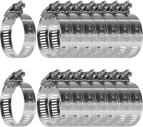16 piezas de abrazaderas de manguera de acero inoxidable 21-38 mm – Abrazaderas de manguera robustas para jardín, tubería de agua y mantenimiento de piscina