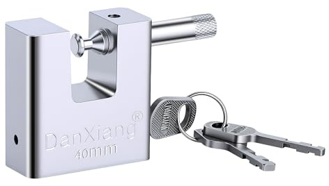 Heavy Duty Padlock 40mm with 3 Keys, Small Padlock with Keys, Chrome-Plated Weather Resistant Outdoor Lock for Gym Locker, Toolbox, Cabinet, Shed, Garden Gate and Chain