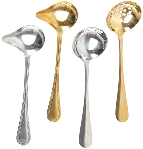 MINGBOLIN 4 styck Suppenkelle rostfritt stål set – Sossked, sosskålar små & skopa, robusta köksredskap för soppor, såser & sosser – Hållbar rostfritt stål-redskapsset