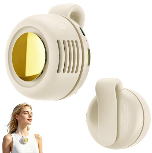 DAJASD Mini ventilatore con clip, portatile, silenzioso, senza pale, 900 mAh, con clip in vita, 3 velocità, per ufficio all'aperto (bianco crema)